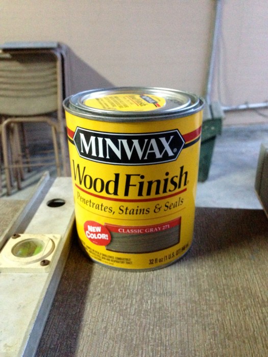 My wood stain from my shelf project matched perfectly with the frame we bought!