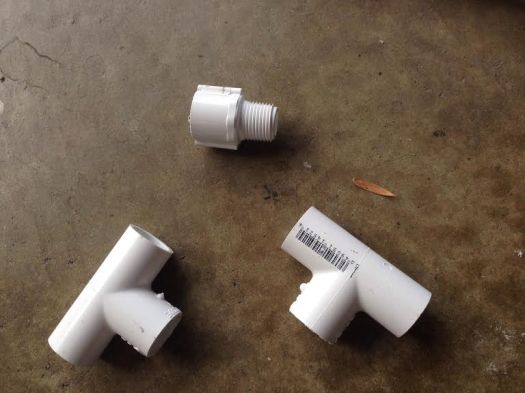 A few of the PVC fittings. The white T-elbows are what we used to combine the lightboxes